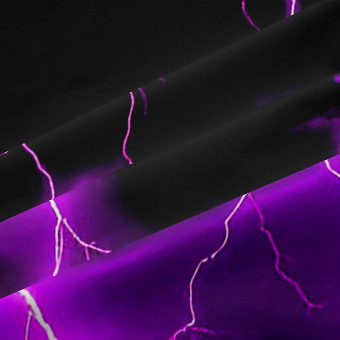 jejeloiu Purple Thunder Lightning Window Drapes Cool Flashing Lightning - Image 6