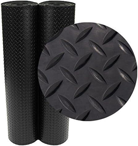 Rubber-Cal Diamond-Plate Rubber Flooring Roll - 3 mm x 4 ft x 1 ft Roll - Black by Rubber-Cal