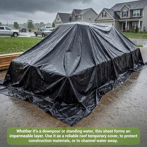 Black Plastic Sheeting 6 Mil 10 x 25 FT, Heavy Duty Polyethylene Sheeting - Image 5
