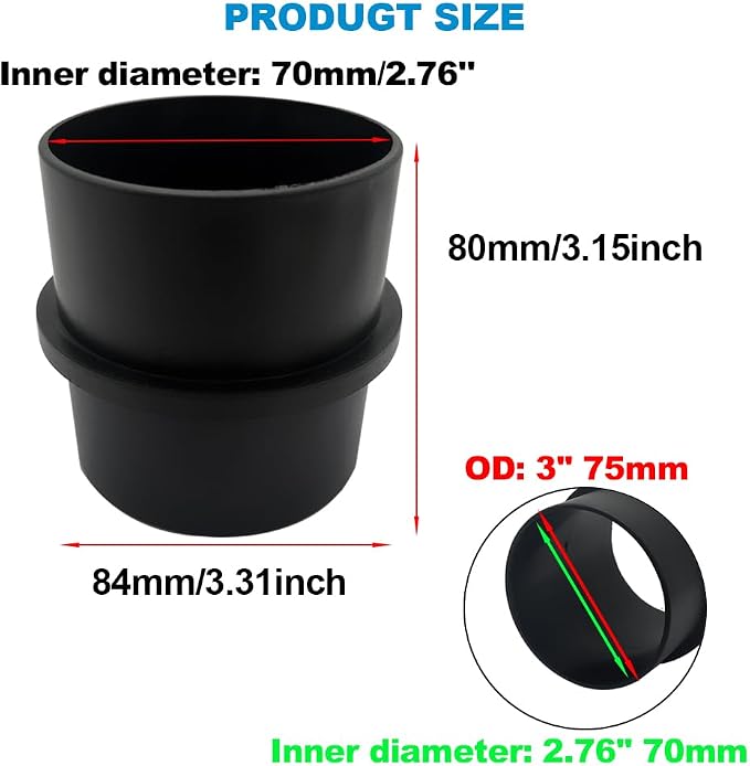 Car Air Ducting Connector Straight Air Heater Duct Joiner Connector Pipe 3'' - Image 4