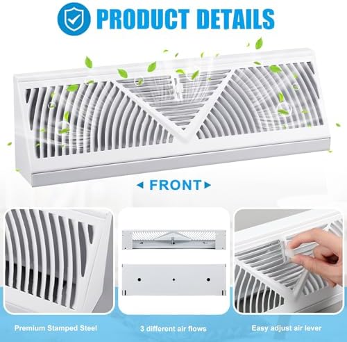 Yaocom 4 Pcs Baseboard Register Vent 15 Inch Duct Opening Size Baseboard Vent - Image 3