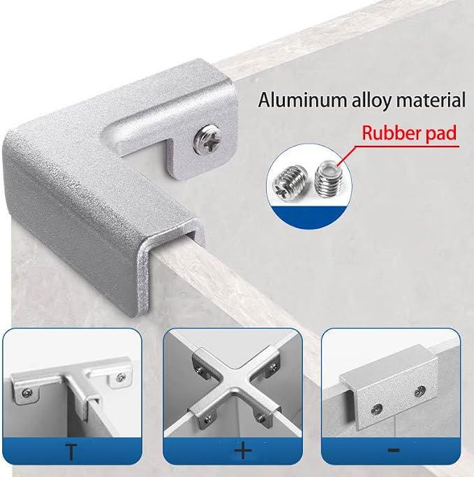 Aluminum Alloy Tile Glass Clamp Bracket Set – L, X Shape Connectors - Image 4
