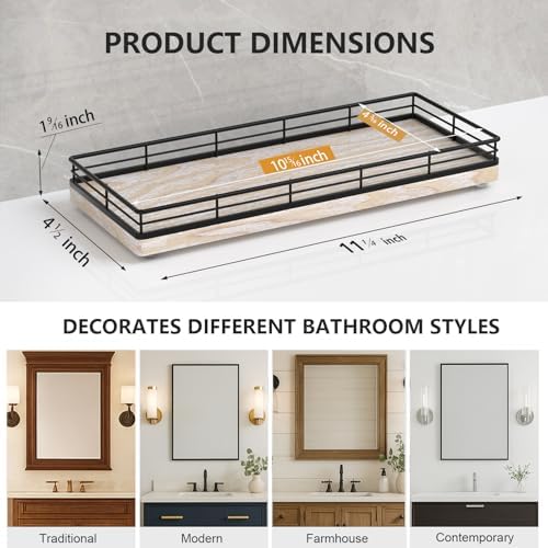 Bathroom Tray for Counter Top Organizer, Ash Wood Vanity Tray - Image 6