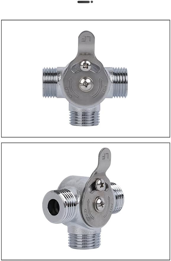 3/8" Manual Mixing Valve for Hot and Cold Water, Three-way Solid Brass - Image 8