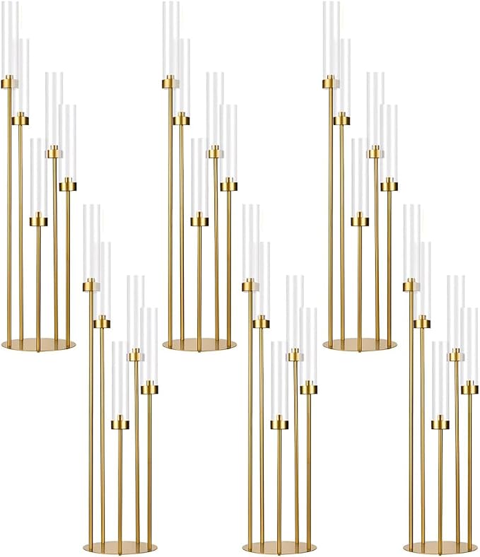 6PCS 5 Arm Candle Holder for Wedding Table, 39.4'' Tall Gold Floor Candelabra by WeddingPartyDecoration