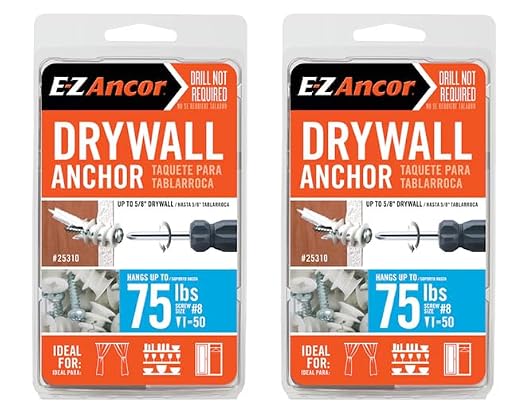 #8 x 1-1/4" Twist-N-Lock 75-lb Drywall Anchors by E-Z+Ancor