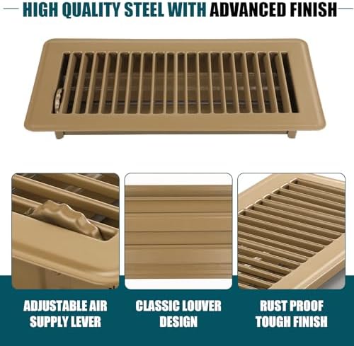 VOISEN Floor Register 4x10, 6 Pack Brown Floor Vent Covers - Image 5