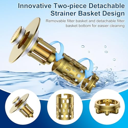 Bathroom Sink Drain Strainer, All Metal Pop-Up Sink Stopper - Image 5