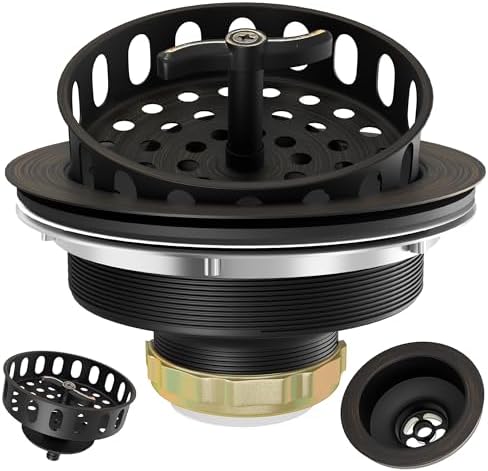 Kitchen Sink Drain Assembly 3-1/2 Inch Bronze Stainless Steel Kitchen Drain by Exakey