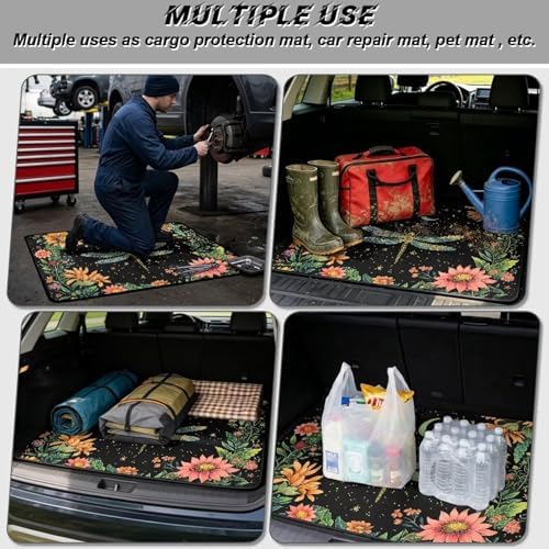 Flower Dragonfly Universal Car Trunk Mat, Waterproof Liner - Image 3