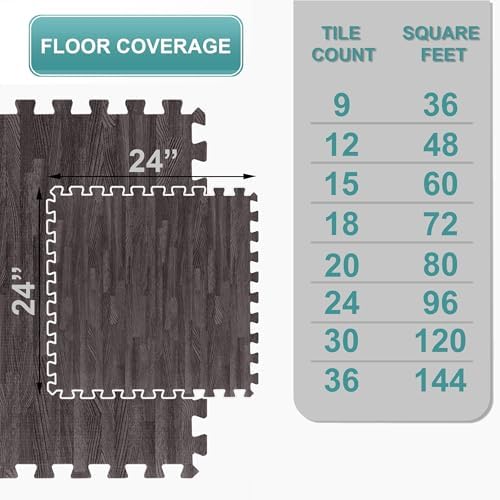 Sorbus Interlocking Wood Grain Foam Floor Tiles - Image 2