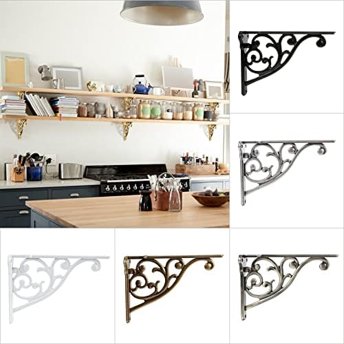 khtumeware Shelf Brackets 8 Inch 4pack Heavy Duty Gold Brass Wall Bracket - Image 4