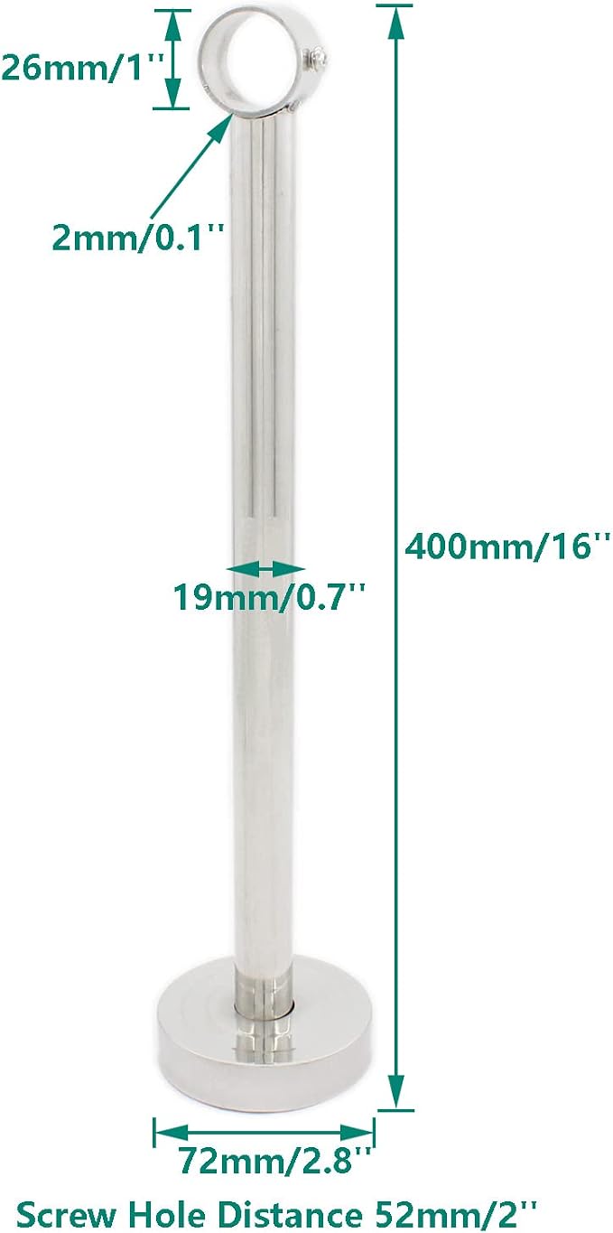 2 Pack Ceiling Mount Bracket, Stainless Steel Wardrobe Pipe Bracket Rod Holder - Image 2