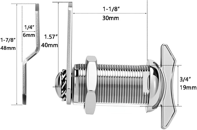 WOOCH 1-1/8" Thumb Operated Offset Cam Lock, RV Compartment Latch, Non-Locking - Image 3