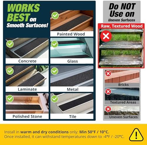 Outdoor Stair Treads Non-Slip 30" x 6" 15-Pack Waterproof 80-Grit Grip Tape - Image 4