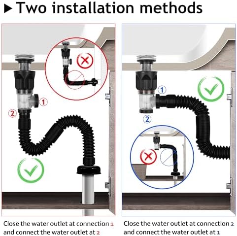 Bathroom Sink Drain Kit, with Flexible Expandable P-Trap Sink Drain Pipe - Image 6