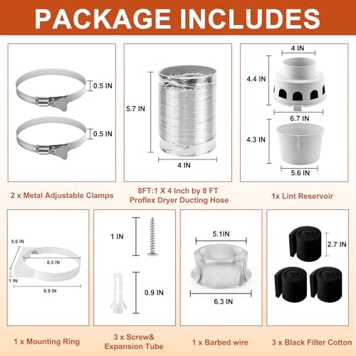 TDIDVKZW Indoor Dryer Vent Kit 4-Inch 8-Ft Filter 3 In 1 by Cenipar - Image 2