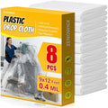 ZENOWICK 8 Pack Plastic Drop Cloth, 9x12 Ft Plastic Sheeting by Zenowick