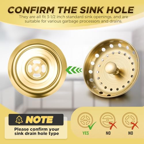 4 Pcs Light Gold Kitchen Sink Accessories Garbage Disposal Splash Guards 3.4'' - Image 5