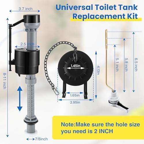 Saillong Universal Toilet Flusher Replacement Kit, Fill Valve, 2-Inch Flapper - Image 2