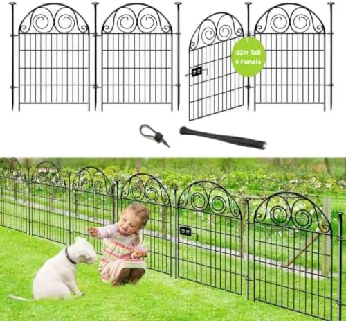 Getlay Dog Fence Outdoor for Yard, 32 in×8.8 Ft 4 Panels Garden Fences by Getlaygardenfence