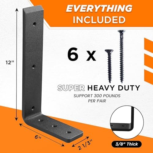 BATODA 12” Countertop Support Steel Brackets, Heavy Duty L Bracket - Image 2