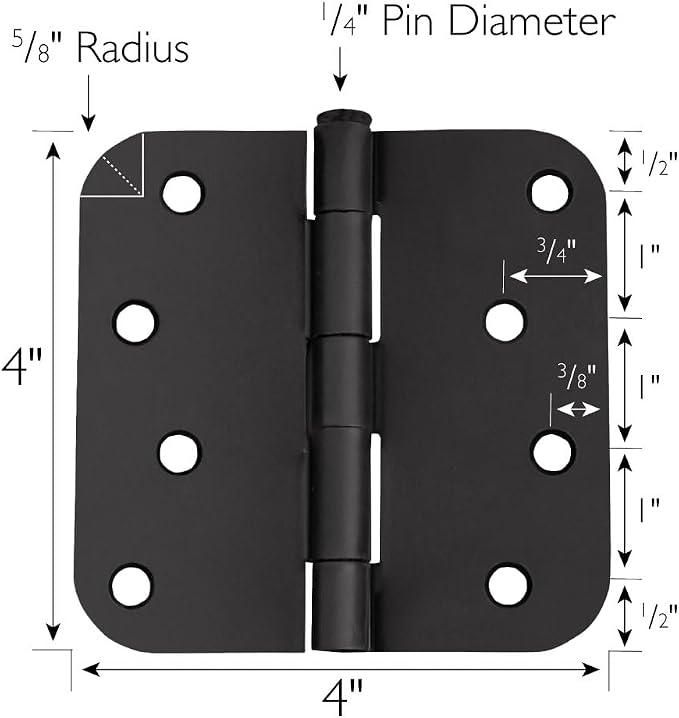 Design House Interior Door Hinge, Matte Black | 5/8" Radius, Traditional - Image 5