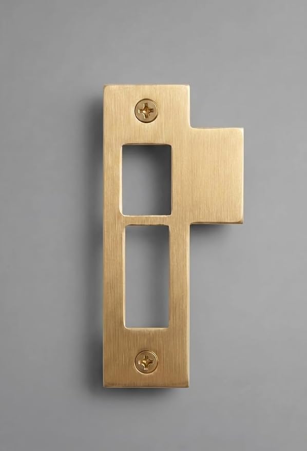 3-1/2" Brushed Brass Door Strike Plate Latch - Image 2