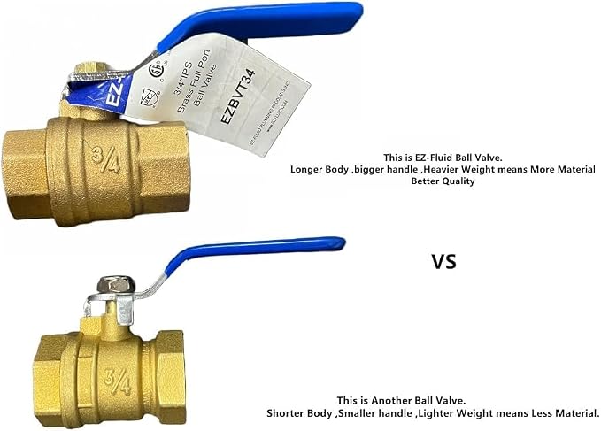 EZ-FLUID 1/2 Inch IPS Heavy Duty Full Port Ball Valve, NPT Female Threaded Ball - Image 2