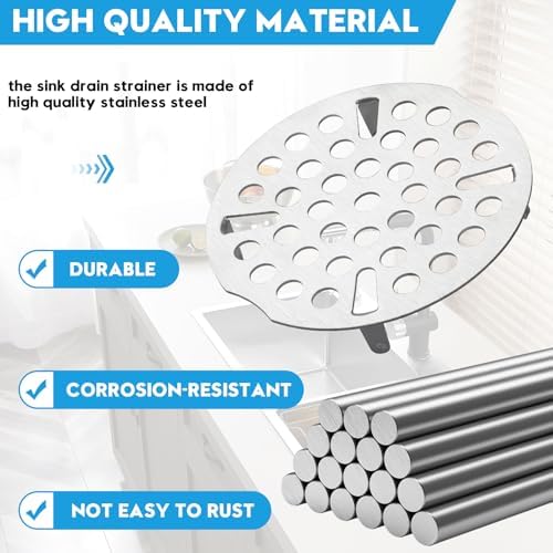 2-Pack 3 Inch Drain Cover Kitchen Sink Strainer - Image 6