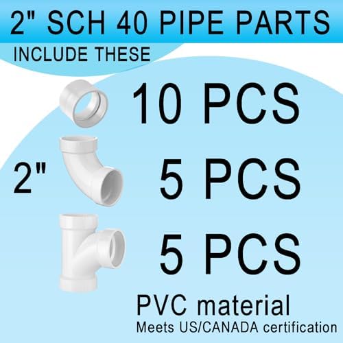 Asterbacks 2 inch Schedule 40 White PVC Pipe Fittings，Including 10 PCS - Image 5