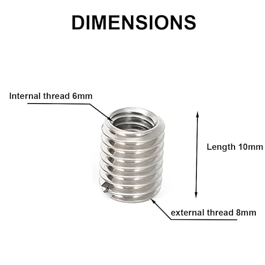 10PCS Thread ADAPTERS M8 8MM Male to M6 6MM Female Threaded Reducers Stainless - Image 4