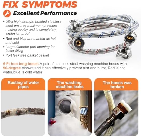 6FT Washer Stainless Steel Hoses - Image 4