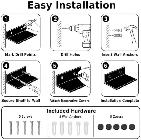 Z metnal 2 Pack 6 Inch Metal Floating Shelves - Image 5