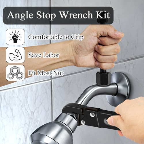 Ponpon Angle Stop Wrench Kit, Plumbing Tools, Angle-on Plumber Wrench - Image 5