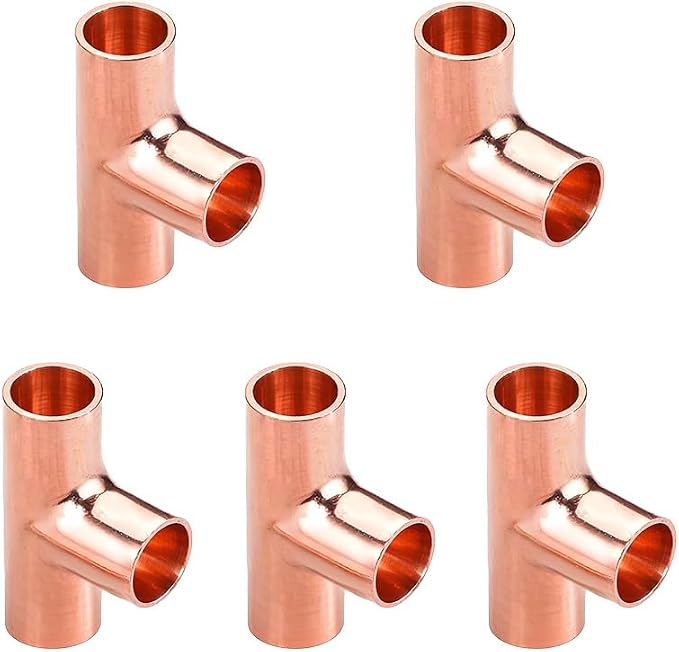 3/8" Copper Tee, Copper Three-Way Fitting Welding Joint, Sweat Solder Connection by ZOWZEA