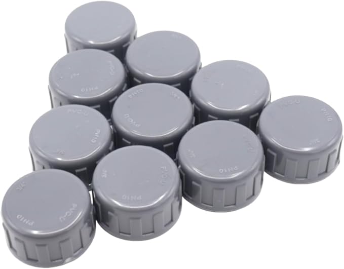 10-Pack PVC Female Thread End Cap Plug Fittings, 3/4Inch Gray | plumbing diy by Joyangy