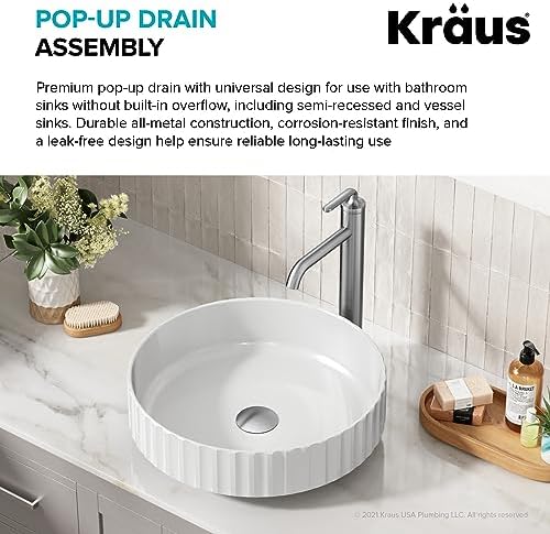 KRAUS Bathroom Sink Pop-Up Drain Assembly in Matte Black - Image 4