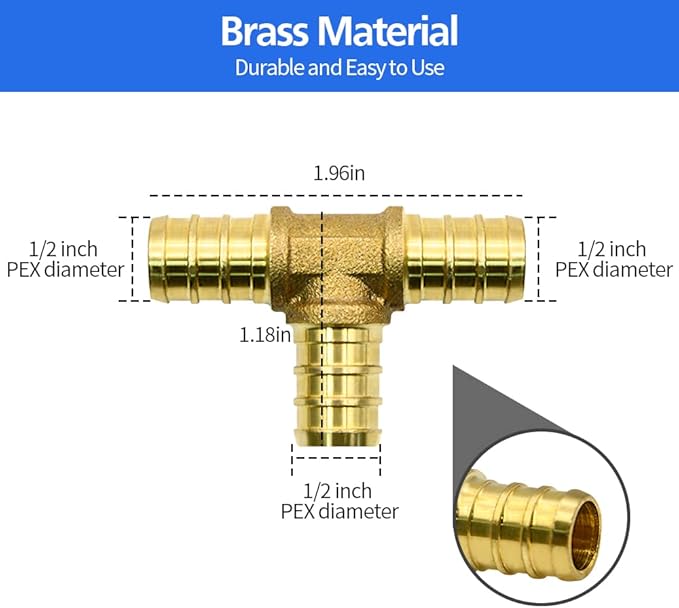 45pcs 1/2" PEX Fittings, Elbow TEE Straight Couplings Set, PEX Brass Crimp - Image 4