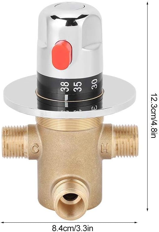 3 Way Thermostatic Valve, G1/2in 3 Way Brass Thermostatic Mixing Valve Faucet - Image 7
