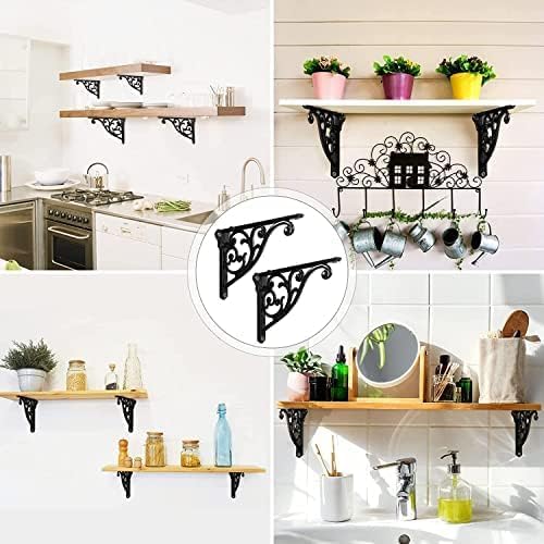Shelf Brackets 6 Inch 2 Pack Heavy Duty Black Wall Bracket Victorian Kitchen - Image 3