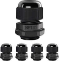 5 Pack NPT 3/4" Cable Glands Waterproof Adjustable 12.5-18mm Cable Connectors by LeMotech