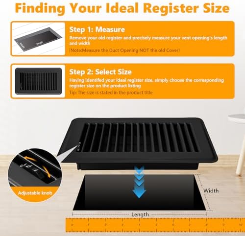 4Pack Floor Vent Covers, Floor Register 4" x 8", Adjustable Decorative Vent - Image 4