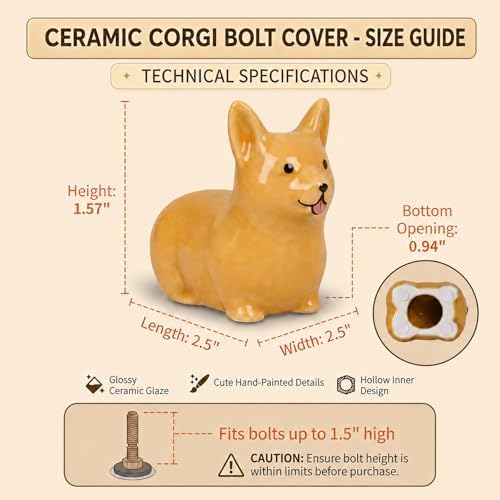 boeemi Ceramic Corgi Toilet Bolt Caps, Cute Puppy Bathroom Decor - Image 5