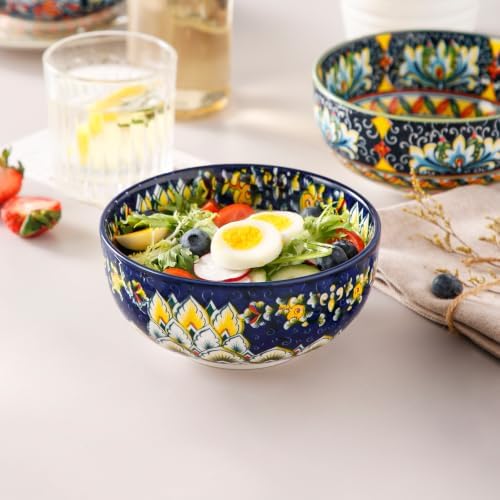 vancasso Cereal Bowls Set of 6, Bohemian Ceramic Soup Bowls, 28 oz Colorful - Image 7