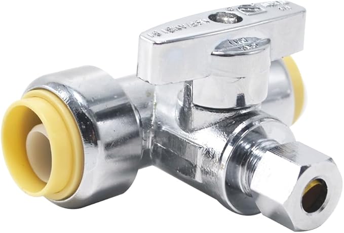 TTFLEX 1/2" Push x 1/2" Push x 3/8" Comp Tee Valve, Shut Off Valve 1/4 Turn | by TTFLEX