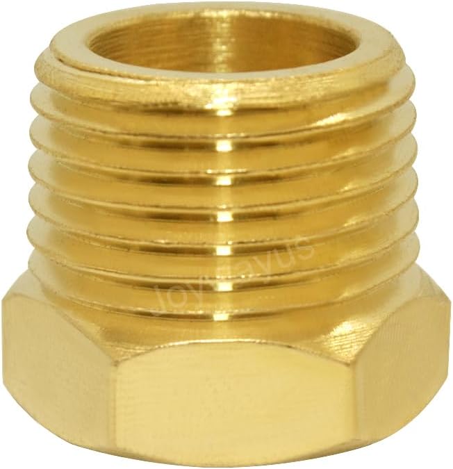 Joywayus 2Pcs Brass Reducing Hex Bushing 1/2" NPT Male to 1/8" NPT Female | - Image 3