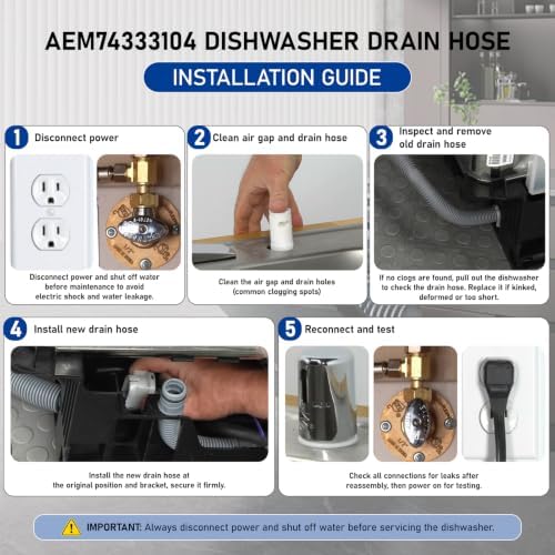 AEM74333104 AEM74333101 Dishwasher Drain Hose - Image 5