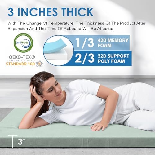 KingChii CertiPUR-US Memory Foam Camping Mattress, Portable Roll Up Travel Car - Image 2