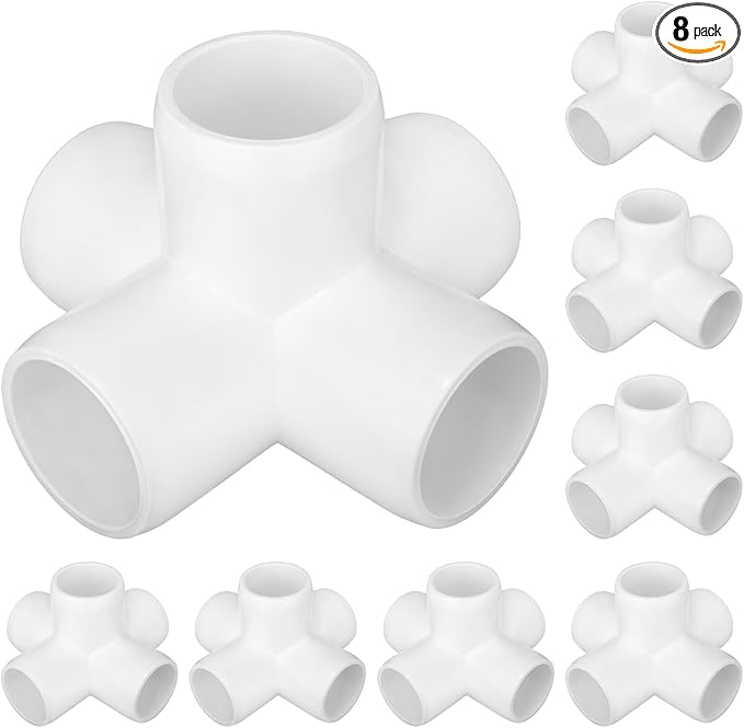 8 Pack 1 Inch 5 Way Elbow PVC Fitting, Furniture Grade Pipe Elbow Connector by carvedexquisitely